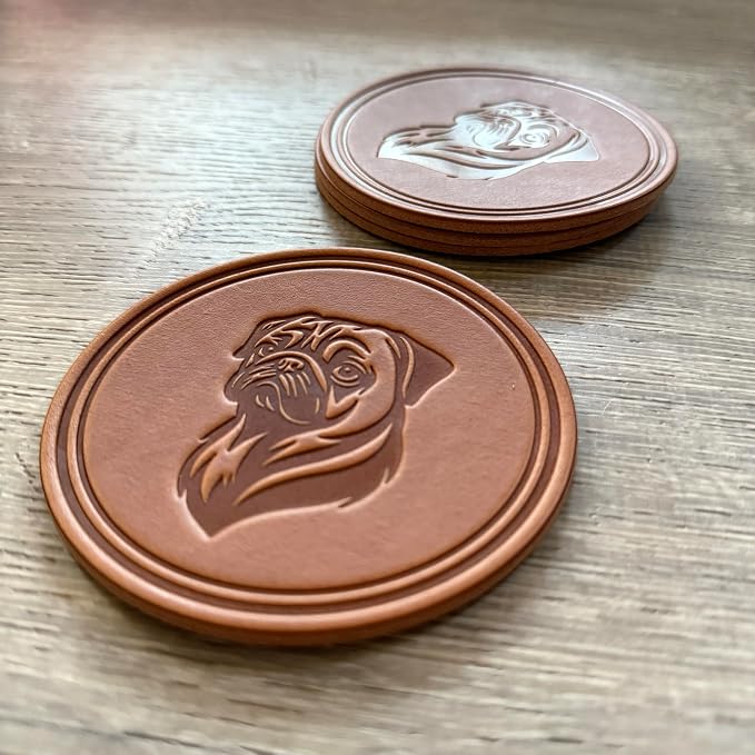Dog Breed Leather Coasters – Premium Full Grain Table Protectors - Image 4