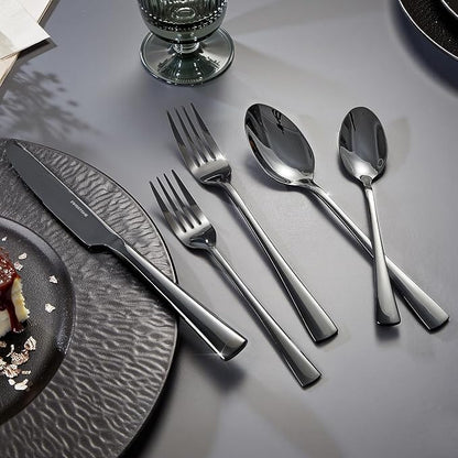 18/10 Flatware set for 8, 40 Piece Black Stainless Steel Silverware Set | - Image 4