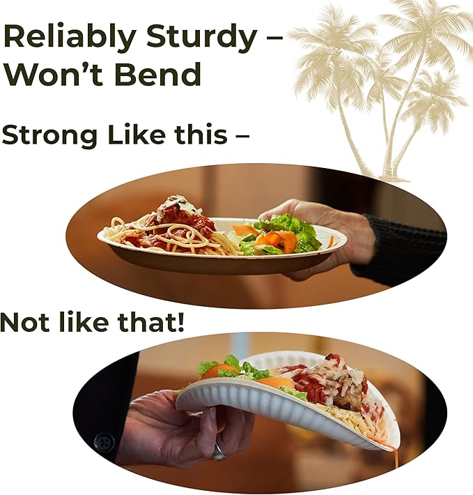 Indie Palm Disposable Palm Leaf Plates – 50 Pack 10 Inch Square – Heavy Duty, 100% Compostable & Biodegradable – Eco-Friendly Alternative to Plastic & Bamboo – Perfect for Parties & Events