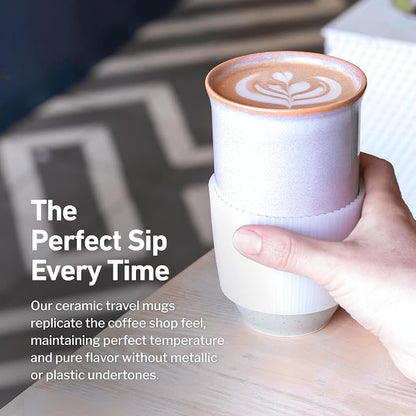 NOVA CERAMICS Coffee Travel Mug – Reusable To Go Mug – Microwave & Dishwasher - Image 4