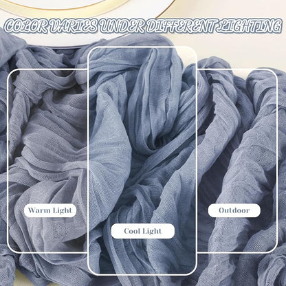 2 Pack Cheesecloth Table Runner, 120 Inch Dusty Blue Table Runner - Image 7
