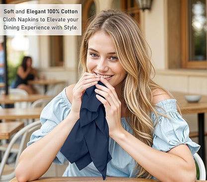 Ruvanti Cloth Napkins Set of 12, 18x18 Inches, 100% Cotton, Washable, Soft & Absorbent, Perfect for Wedding, Christmas, ‎Thanksgiving Dinners - Pageant Blue