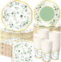 Funnymoom 250 Pcs Sage Green Color Party Decorations Eucalyptus Greenery Plates by Funnymoom