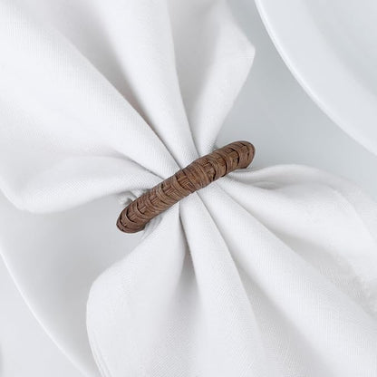 Handmade Napkin Ring Set of 12 Rustic Farmhouse Table Accessories Durable Cane - Image 9