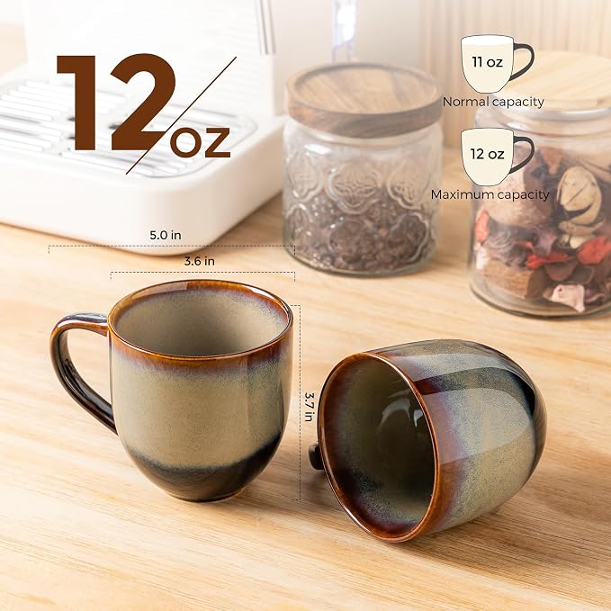 theterra Ceramic Coffee Mugs Set of 4, 12 oz Coffee Cups - Image 3