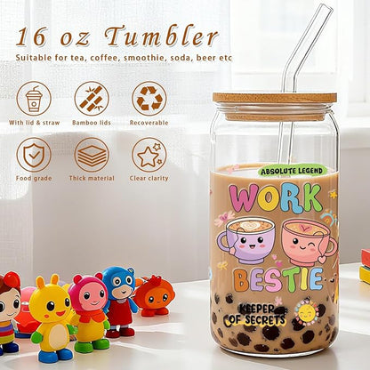 Work Bestie Gifts Glass Cups - Image 3