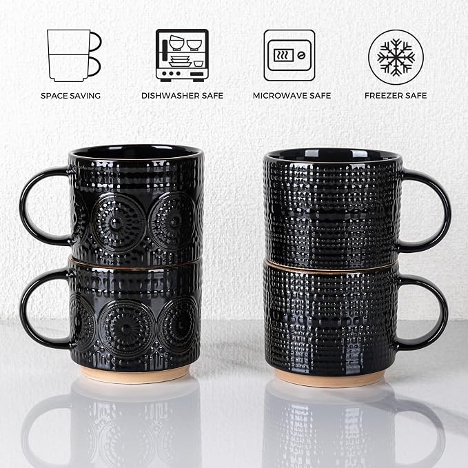 GBhome 12OZ Stackable Coffee Mugs, Ceramic Coffee Mugs - Image 7