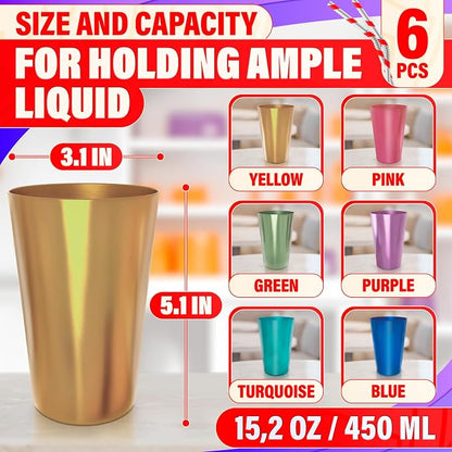 Reusable Aluminum Cups 15 oz Set of 6 - Image 2