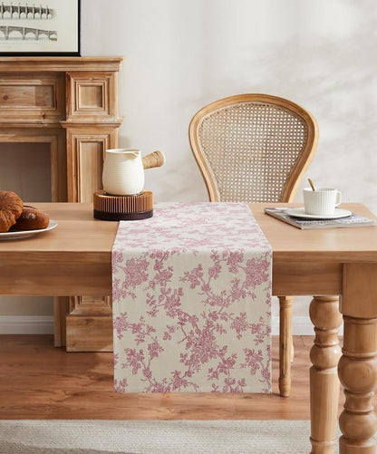 French Pastoral Farmhouse Table Runners, 13x72 Inch Rose Pink | 100% Organic - Image 2