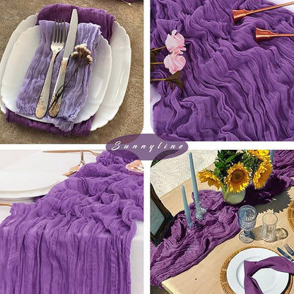 Purple 12 Pcs Cheesecloth Table Runner 10FT Runner - Image 6