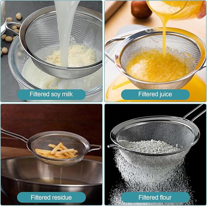 3 Pack Fine Mesh Strainer, Small Stainless Steel Sieves - Image 4