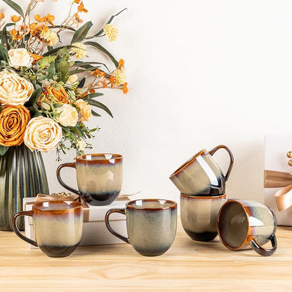 theterra Ceramic Coffee Mugs Set of 6, 12 oz Coffee Cups by TheTerra