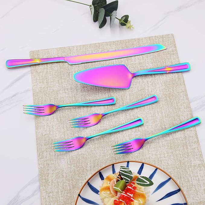 GoGeiLi Stainless Steel Rainbow Wedding Cake Cutting Set - Image 6