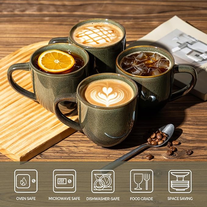 theterra Ceramic Coffee Mugs Set of 6, 12 oz Coffee Cups - Image 4