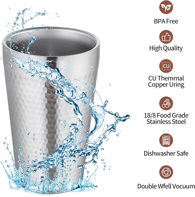 BEFOY Pint Cup - 16oz Double Layer Cup Wall Stainless Steel Unbreakable Hot & - Image 2