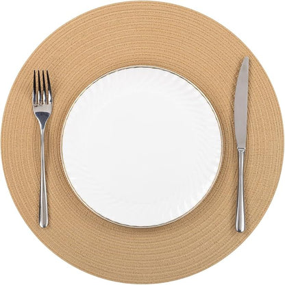 SHACOS 15 inch Round Braided Placemats Set of 6 Cotton Polyester Heat Resistant - Image 9