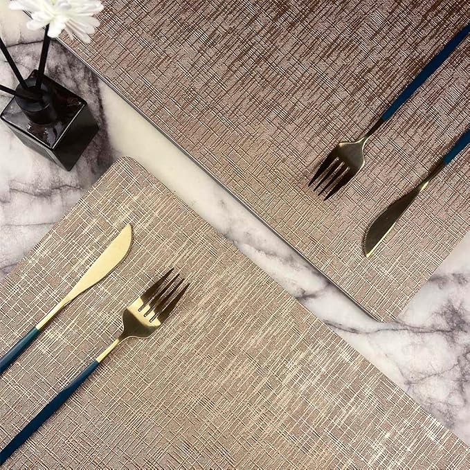 Elegant Placemats and Coasters Set 6, Vinyl Washable Place Mats - Image 2