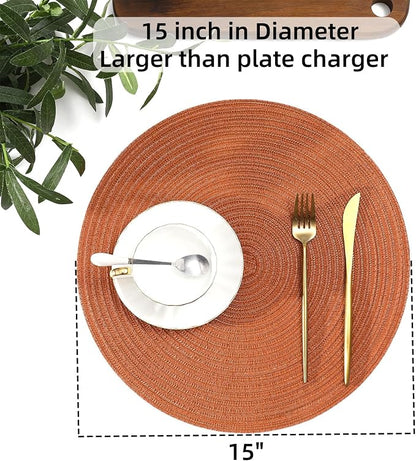 SHACOS Round Placemats Set of 8 Washable 15 inch Round Placemat Cotton - Image 6