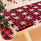 Smiry Plastic Christmas Tablecloth, Buffalo Plaid Waterproof Elastic Fitted Table Covers, Wipeable Flannel Backed Vinyl Tablecloths for Dinner, and New Year Celebration (Black & Red, 30x48 Inches)