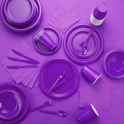 100 Pack Purple Beverage Napkins, Big Party Pack, 2 Ply, Ideal for Wedding, Party, Birthday, Dinner, Lunch, Cocktails. (5” x 5”) by Amcrate