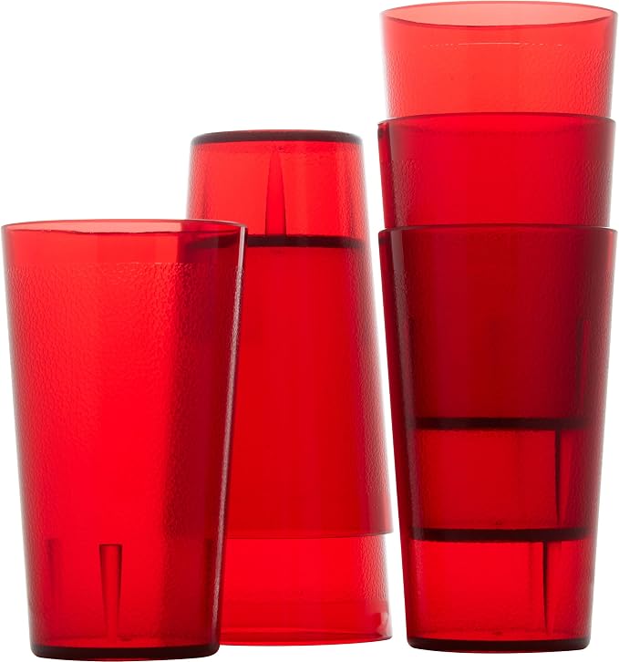 Restaurant Grade, BPA-Free 12oz Red Plastic Cups 6pk. Super Durable, Break by FoodRestaurantSupplies