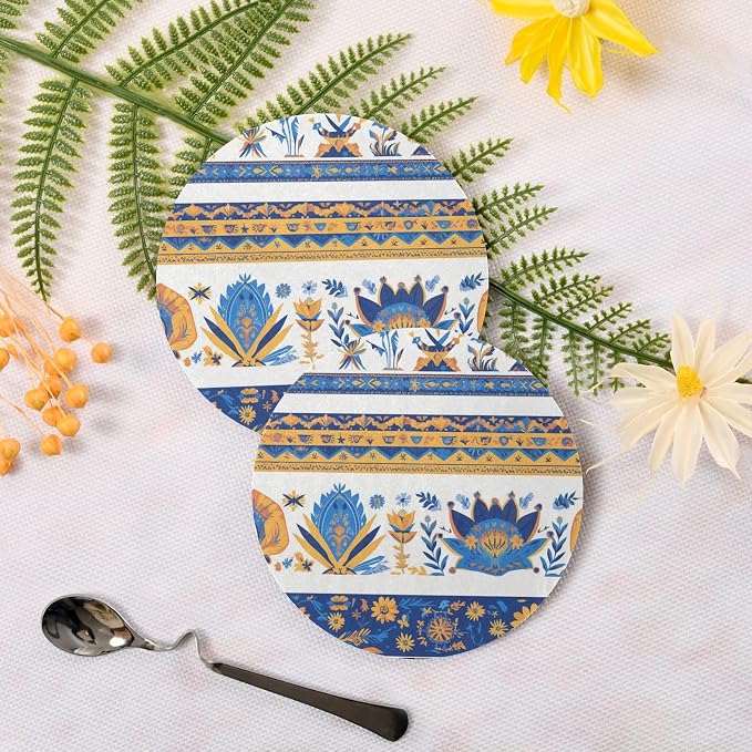 Vector Illustration Ukrainian Folk Pattern 4 Pcs Round Coasters - Image 3