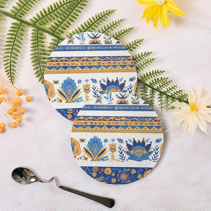 Vector Illustration Ukrainian Folk Pattern 4 Pcs Round Coasters - Image 3