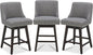 CHITA Counter Height Swivel Bar Stools Set of 3, FSC Certified Upholstered Counter Stools, Modern Swivel Barstools with Wood Legs for Kitchen Island, 26" Seat Height, Fabric in Fog