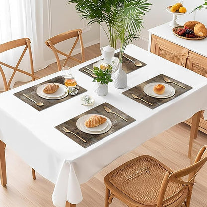 Brown Gray Placemats Set of 4 Modern Place Mats Indoor Abstract Art Table Mat Washable Linen Waterproof Heat Resistant Placemats for Dining Tables, 18 X 12 Inch