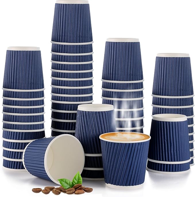 200 Pcs 4oz Paper Espresso Cups Ripple Wall Hot Cups by TINSKY
