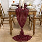 Artoid Mode 3PC Boho Cheesecloth Gauze Burgundy Wedding Table Runner, 120 Inch by ArtoidMode