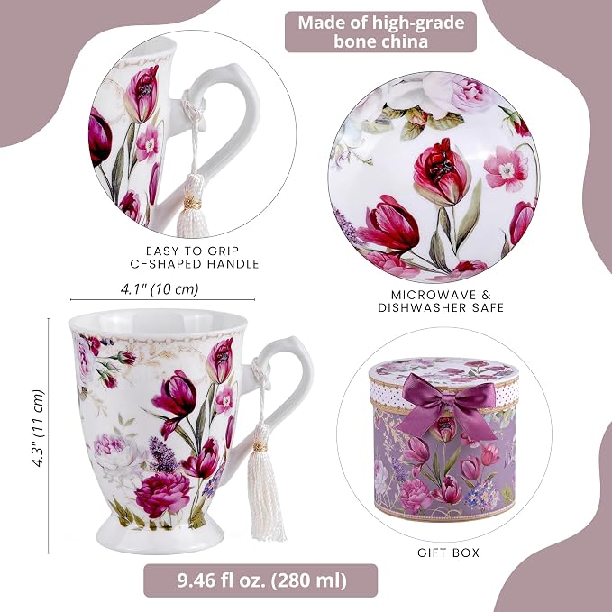 STP GOODS Porcelain Tea/Coffee Cup in Gift Box Fine Porcelain Coffee Cup Tea - Image 7