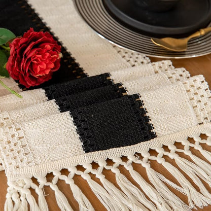 EMMTEEY Boho Table Runner with Tassels 36 Inches Long, Scratch & Heat Resistant - Image 6