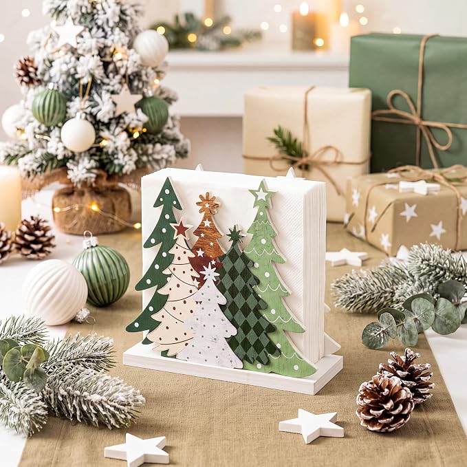 Christmas Tree Napkin Holder for Tables Classical Green Christmas Tree Napkin - Image 3