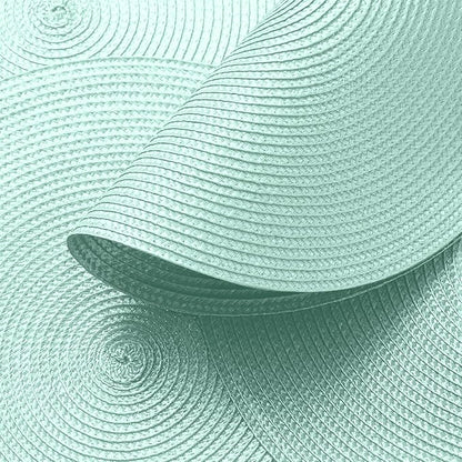 AHHFSMEI Round Braided Placemats 15 Inch Round Table Mats for Dining Tables Natural Woven Heat Resistant Place mats Set of 6 (Mint Green)