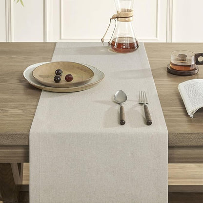 Basic Linen Style Table Runner, 14x48 Inch Raw Linen | Mitered Corner Design - Image 5