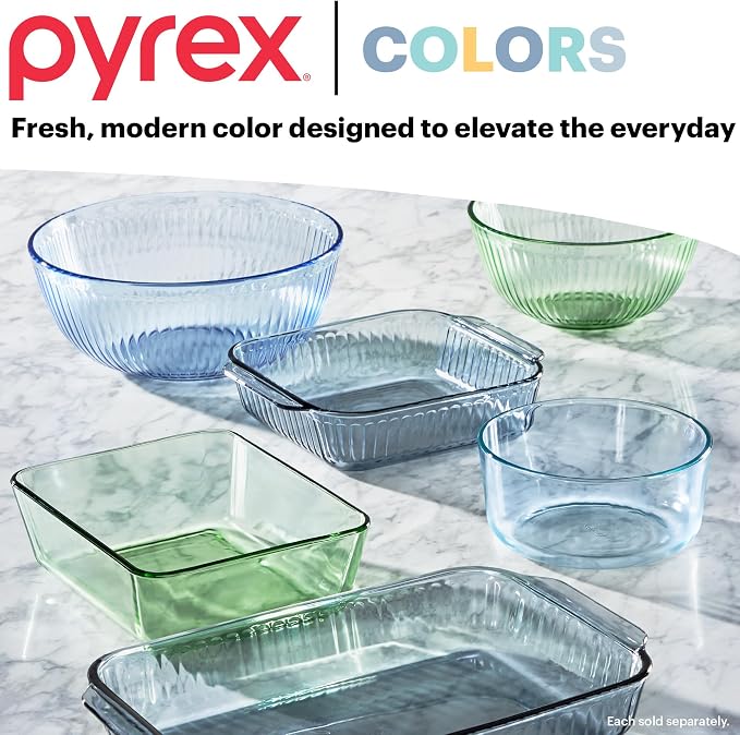 Pyrex Colors Tinted 3-PC, Unlidded Small/Medium/Large Glass Mixing Bowls - Image 5