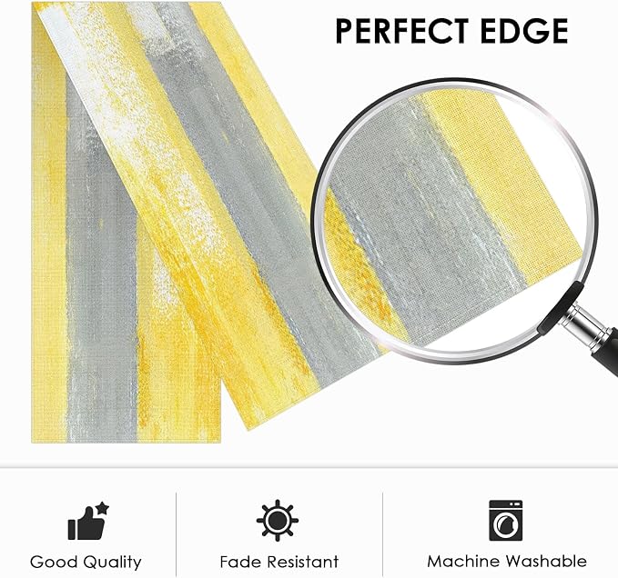 Emvency Table Runner, 13x72 Inch, Abstract Modern Yellow | Grey Art Dining Decor - Image 4