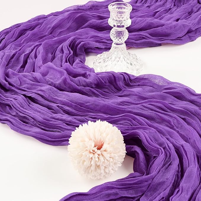12 Pack 10Ft Dark Purple Cheesecloth Table Runner 23 x 120 Inch | Gauze Rustic - Image 3