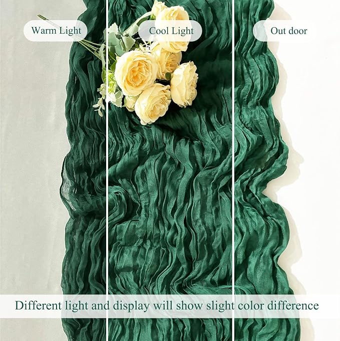 6Pack Emerald Green Cheesecloth Table Runner 17x108 inch Sheer Table Runner | - Image 5