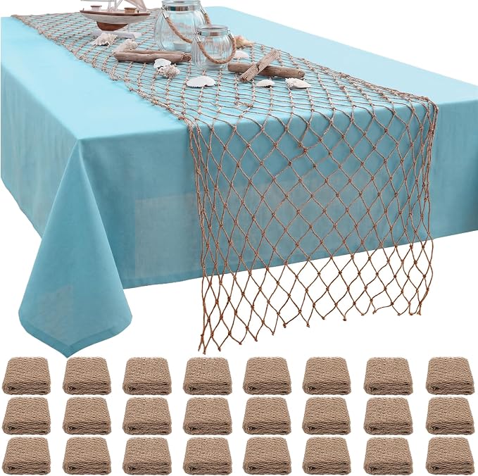 SATINIOR 24 Pcs 12 x 72'' Fishing Net Table Runner Party Decoration, Linen | by SATINIOR
