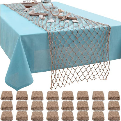 SATINIOR 24 Pcs 12 x 72'' Fishing Net Table Runner Party Decoration, Linen | by SATINIOR