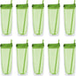 DISCOUNT PROMOS Tall Orbit Acrylic Tumblers 20 oz. Set of 10, Bulk Pack - Perfect for Iced Coffee, Soda, Other Hot & Cold Beverages - Lime Green