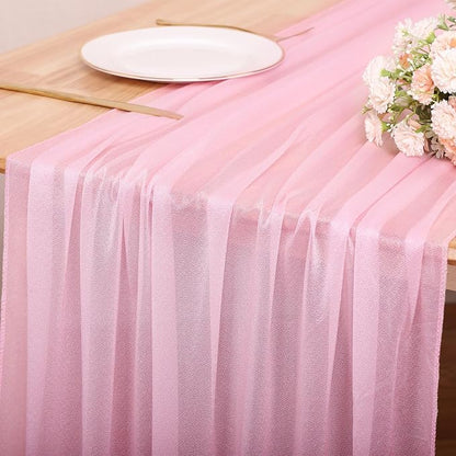 10FT Blushing Pink Chiffon Table Runner 30x120 Inches Spring Boho Sheer Fabric - Image 7