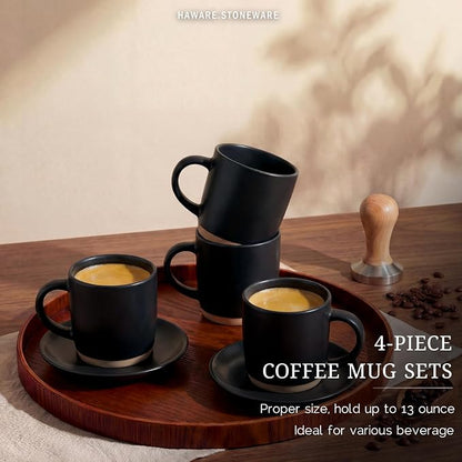 HaWare 13OZ Coffee Mugs Set of 4, Stoneware Coffee Cups | Ceramic Latte Mug - Image 3