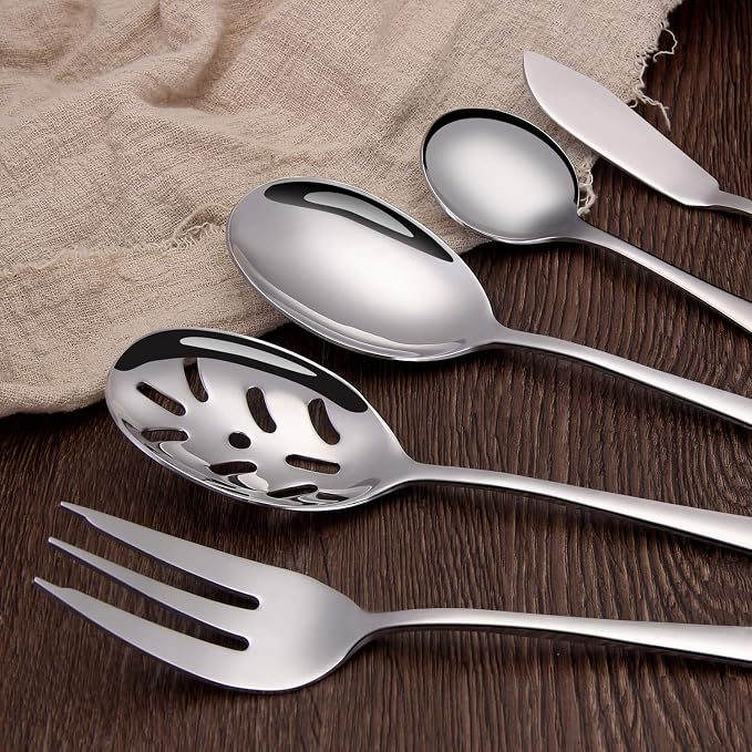SHARECOOK 5-Piece 18/0 Stainless Steel Serving Set, Large Hostess Set - Image 5