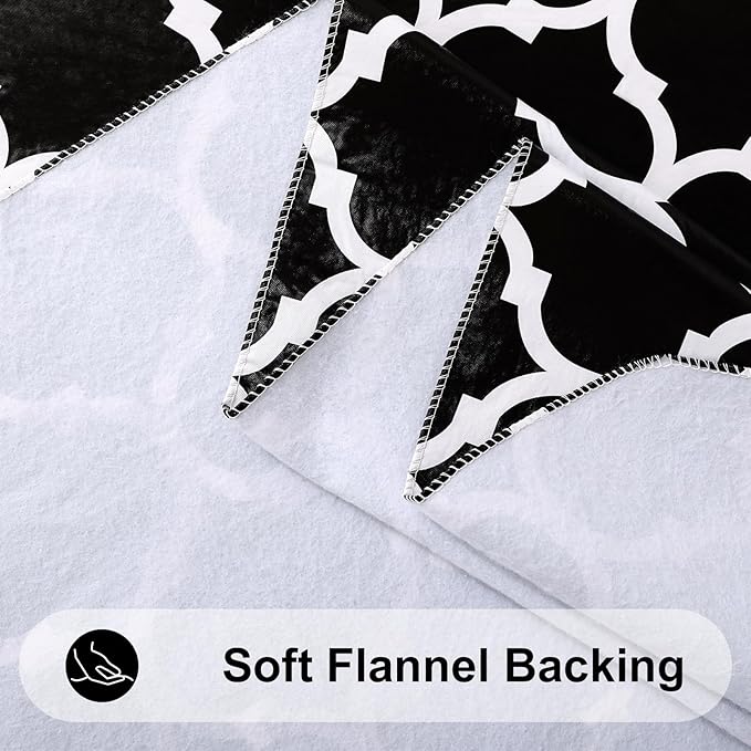 Smiry Rectangle Table Cloth, Waterproof Vinyl Tablecloth with Flannel Backing for Rectangle Tables, Wipeable Spillproof Plastic Tablecloths for Dining, Camping, Indoor and Outdoor (60"x120", Black)