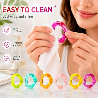 Epoxy Resin Spring Napkin Rings, 2.5x2.5x0.5 in. each, floral pastel design - Image 7