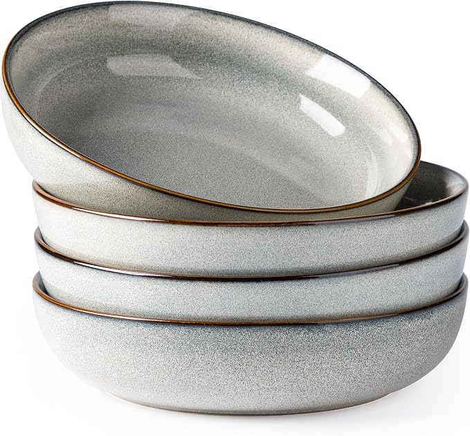 GBhome 8.75'' Large Ceramic Pasta Bowls, 38oz Stoneware Pasta Serving Bowls Set by GBhome