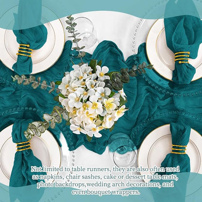 8 Pack Teal Table Runner 17 x 108inch Cheesecloth Table Runner Boho Gauze Table - Image 7